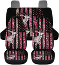 KEIAHUAN Branch Deer Camo Hunting Car Seat Covers Front Seat Cover and Split Rear Bench Seat Covers Set of 4 Stretchable Auto Interior Decoration Accessories for Sedan, Truck, SUV, Van, Pink