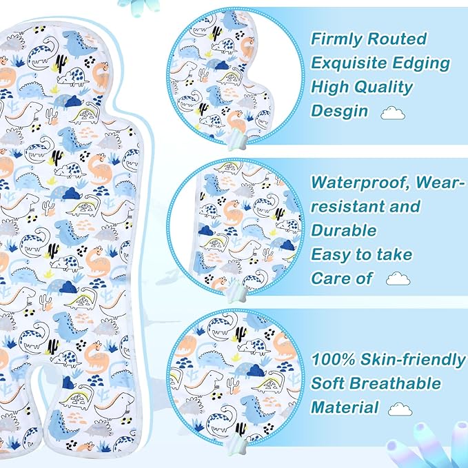 Pinkunn Gel Car Seat Baby Cooling Pad for Summer Breathable Stroller Cooler Pad Multifunctional Carseat Cooling Mat for Baby Child Dining Chair Safety Seat Stroller(Blue,Dinosaur)