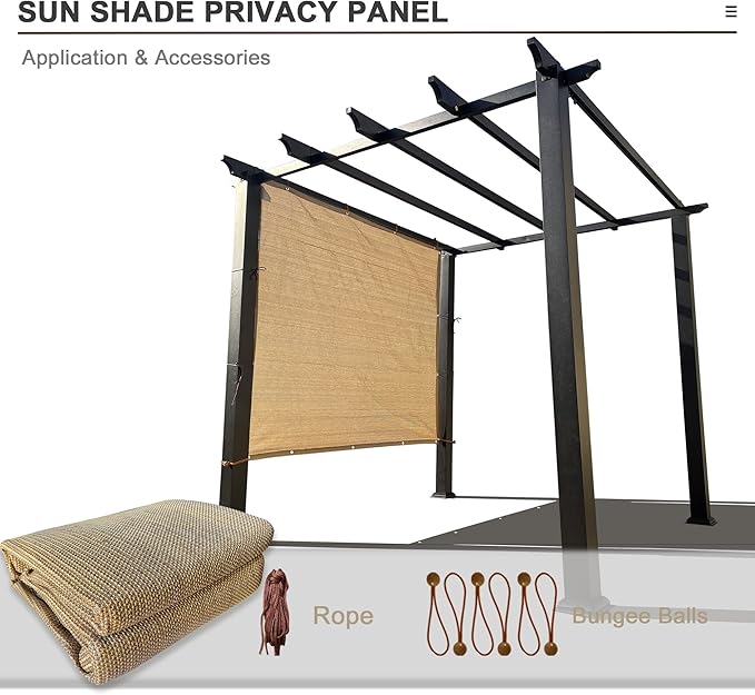 Sun Shade Privacy Panel with Grommets on 4 Sides for Patio, Awning, Window Cover, Pergola or Gazebo(Walnut, 10' x 5‘