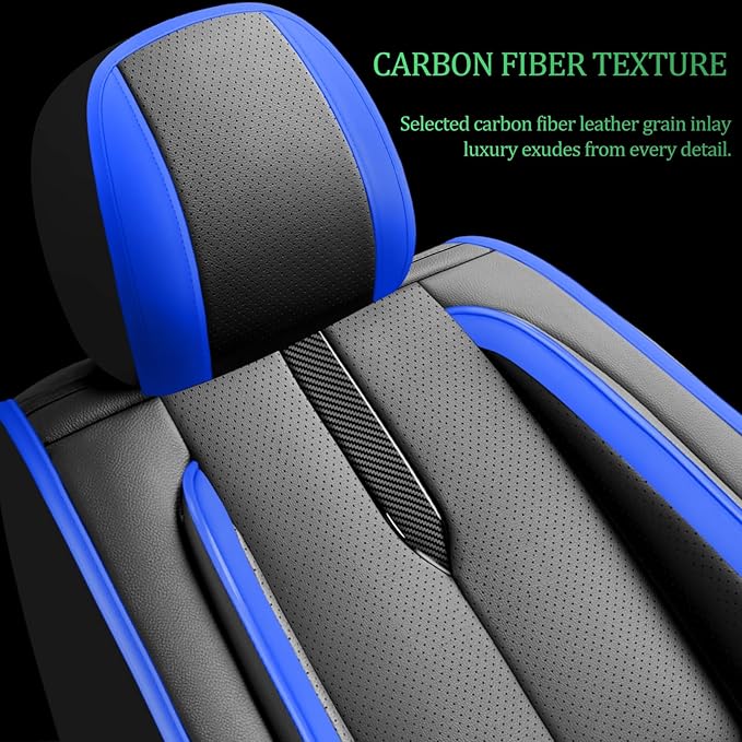 Fit Accord Car Seat Covers for Honda Accord 2003-2024 2025 2026 -Upgraded Premium Waterproof & Breathable Leather,Airbag Compatible,All-Weather Seat Cushion Protector,2 Front/Black-Blue