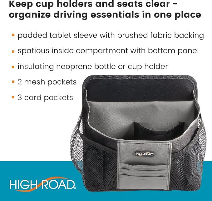 High Road DriverStash Front Seat Car Organizer with Insulated Cup Holder