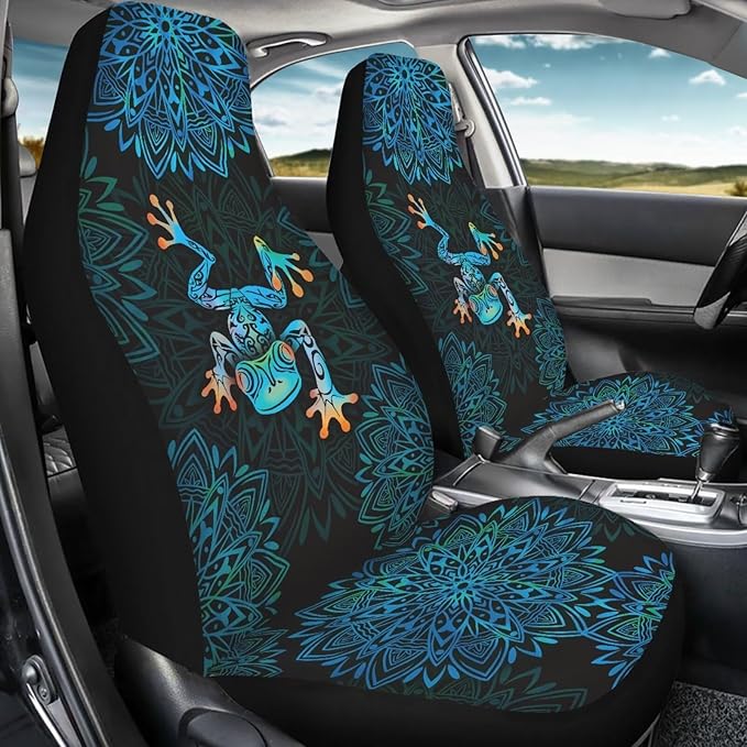 Car Seat Covers Front Seats Only Bucket Seat Protector Universal Fit Most Truck SUV Vans Aesthetic Car Accessories Automotive Interior Decor(2 Pack)（Frog 58）