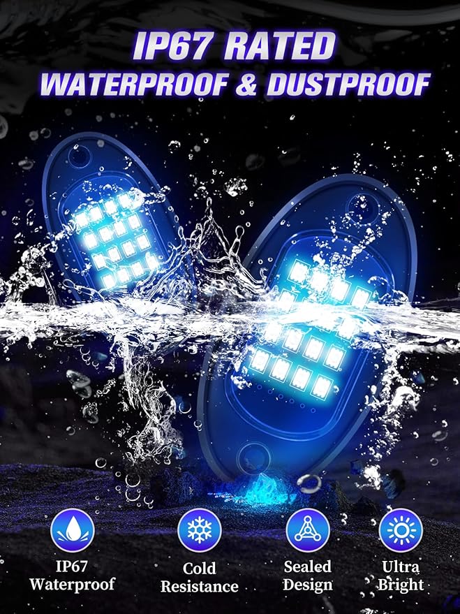 6 Pods RGB LED Rock Lights with APP/RF Remote Control High Brights Waterproof Underglow Multicolor Zone Neon Exterior Rock Lights for 12V Trucks Jeep UTV ATV RZR Offroad Pickup SUV Accessory