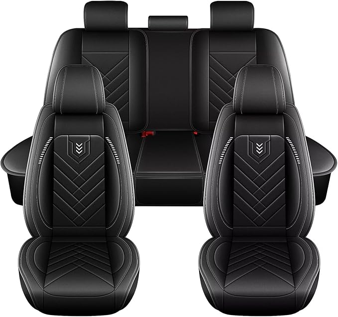 AOMSAZTO Car Seat Covers Fit for Hyundai Sonata 2007-2025 2026 Full Set Premium Seat Covers Waterproof Leather Automotive Seat Cushion Protector Compatible with Airbag(5 Seats,Black)