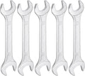 HARFINGTON 5pcs Double Open End Wrench 17mm x 19mm Metric 15 Degree Offset Angle Small Flat Head Wrench Galvanizing Open Ended Spanner for Automotive Repair Furniture Assembly