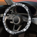 ZHOL Snake Skin Steering Wheel Cover, Breathable Microfiber Leather Universal 14.5-15 inch, Anti-Slip Car Steering Wheel Protector for Women Men, Black&White