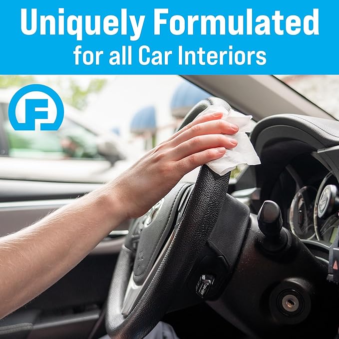 Fortress Car Interior Wipes (25 ct, Pack of 16) for Car Interior Cleaning, Dashboard, Seats, Detailing, and Steering Wheel [Travel Size] Skin-Safe Car Interior Cleaner Supplies