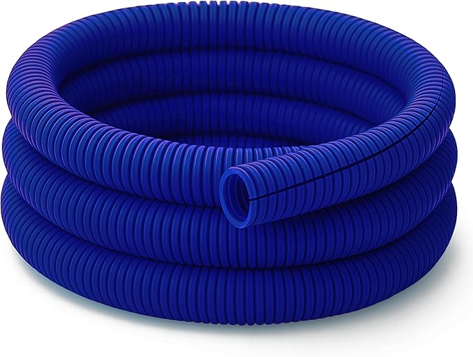 Electriduct Split Wire Loom Tubing Polyethylene Corrugated Flexible Conduit - 1/4" Nominal Size - 20 Feet - Blue