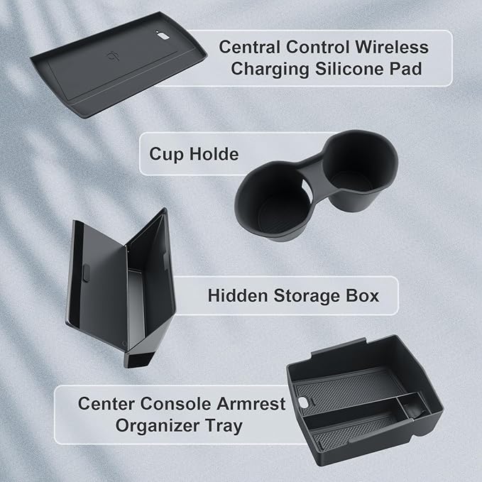 BIBIBO for 2025 2026 Subaru Forester Console Organizer 2025 2026 Subaru Forester Console Armrest Tray+Cup Holder +Wireless Charging Mat +Hidden Storage Box 2025 Forester Accessories