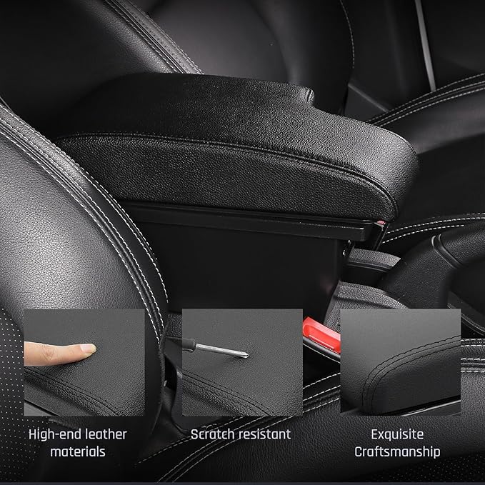 YJYWZH Car Armrest Storage Box for Toyota Hilux Center Storage Box Organizer Interior Hand Centre Consoles with 3 USB Port Arm Rest Double-Layer Accessories