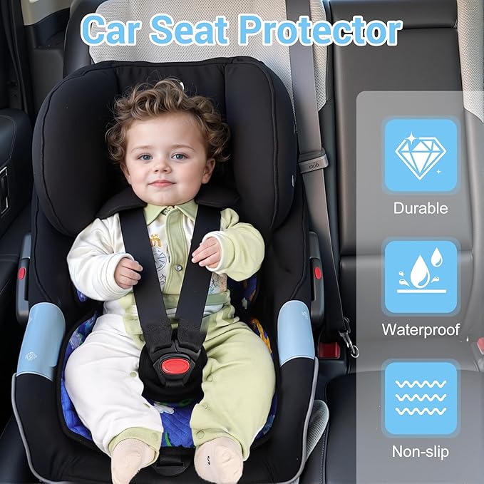 Piddle Pad Car Seat Liner, Waterproof Soft Car Seat Protector for Potty Training, Travel-Friendly Baby Toddler Carseat Cover, Machine Washable Liner for Spills, Potty Accidents (Blue)