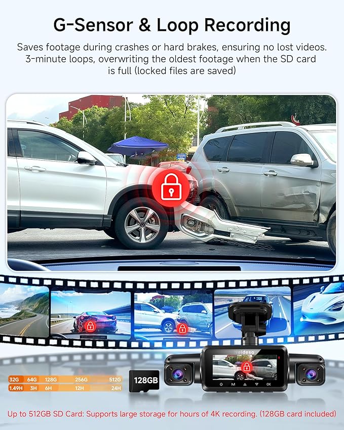 4K STARVIS 2 Dash Cam Front and Rear, 360° 4 Channel Dash Camera for Cars, Car Video Recorder with AI Driver Monitor System, Free 128GB Card, 5GHz WiFi GPS, WDR Night Vision HDR,24H Parking Mode(N900)