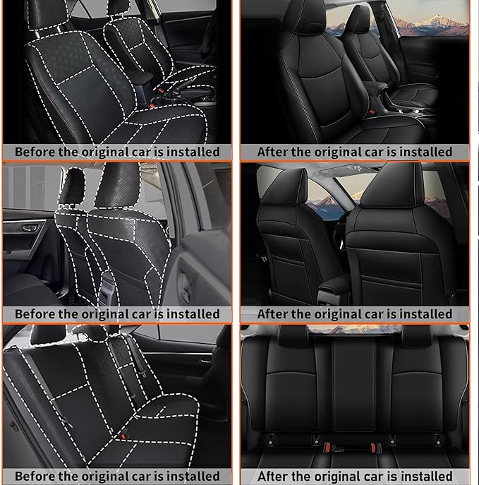 AOMSAZTO Car Seat Covers for Toyota Corolla 2020 2021 2022 L,LE, Car Seat Cover Full Set Waterproof, Custom Fit Full Set Faux Leather Black