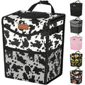 Pritent Car Trash Can with Lid, Cute Leakproof Car Trash Garbage Bag Hanging Vehicle Trash Bin Small Portable Automotive Garbage Cans Organizer for Back/Front Seat/Console(2.8 Gallons,Cow Print)