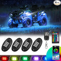 4 Pods RGB LED Rock Lights for ATV UTV Golf Cart Truck RZR Offroad SUV, Waterproof Multicolor Underglow Kit for Cars with APP Music Mode, Vehicle Accent Underbody Light Underneath 12V