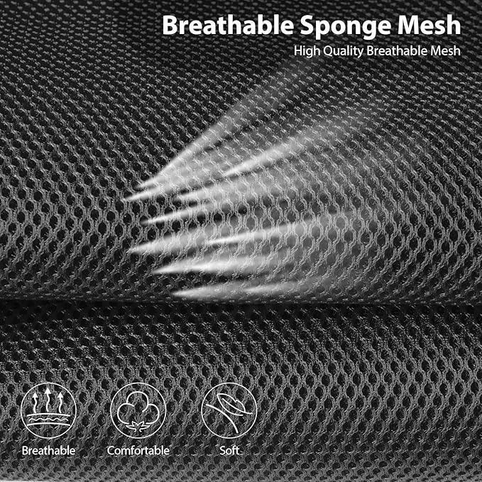 CAR PASS 3D Foam Leather Car Seat Covers Two Front Seats only, Air Cool Mesh Thick Seat Covers, All Weather Car Seat Cover Comfort & Protection for Truck,SUV,Sedan,Van, Airbag Compatible (Black)