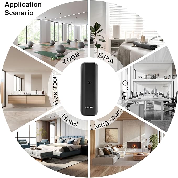 Waterless Wall Plug in Diffuser - Coverage 700 Sq.FT - Nanotechnology Plug in Scent Diffuser for Essential Oils- for Hotel and Home or Office - Smart Bluetooth APP Operation(Black)