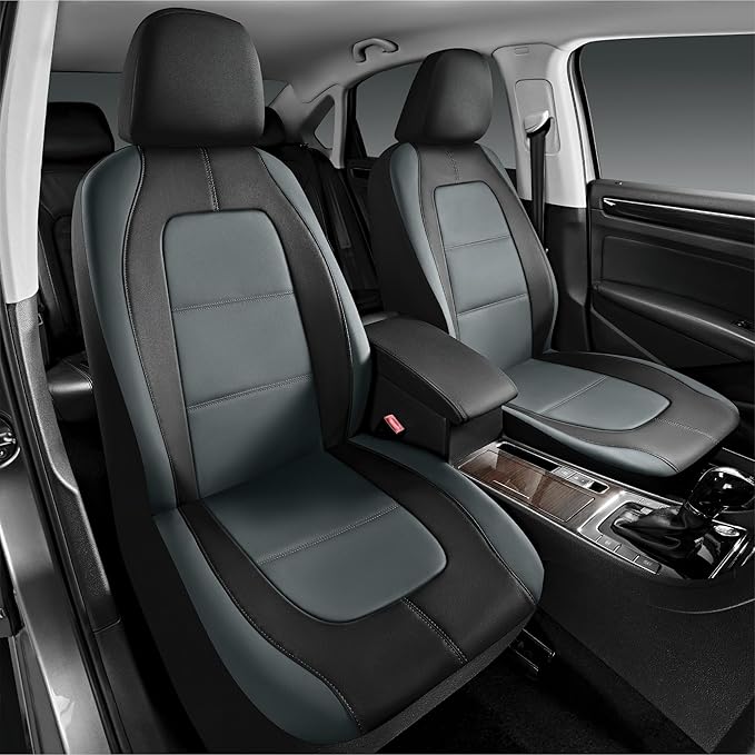 Road Comforts Car Seat Cover, Front Leather Car Seat Covers, Automotive Low Back Sport Car Seat Covers, Airbag Compatible, Universal Fit for Most Cars, SUVs, Trucks and Vans
