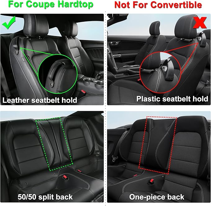 GIANT PANDA Customized Full Set Car Seat Covers Fit Ford Mustang Coupe Hardtop 2015 2016 2017 2018 2019 2020 2021 2022 2023 2024 2025 2026- (Red)