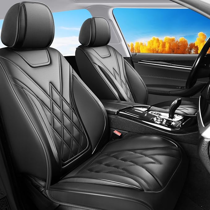 Fit RLX Car Seat Covers for Acura RLX 2013-2020 - Premium Leather, Waterproof, All-Weather, Airbag Compatible, Anti-Slip, Breathable, Easy Install, Seat Protectors, Full Set, Black