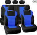 FH Group Automotive Car Seat Covers Full Set Premium 3D Air Mesh Front Seat Covers, Airbag Compatible & Split Bench Cover Universal Fit Interior Accessories for Cars Trucks and SUVs - Blue