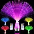 2 Pack LED Fiber Optic Lamp with Remote Control, 13.5" Multicolored Changing Fiber Optic Lights, Crystal Base Battery Powered Glitter Light for Room Wedding Disco Party Birthday Carnival Holiday