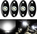 Ampper 4 Pods LED Rock Lights, LED Neon Underglow Waterproof Light for Car Truck ATV UTV SUV Offroad Boat Underbody Glow Trail Rig Lamp (White)