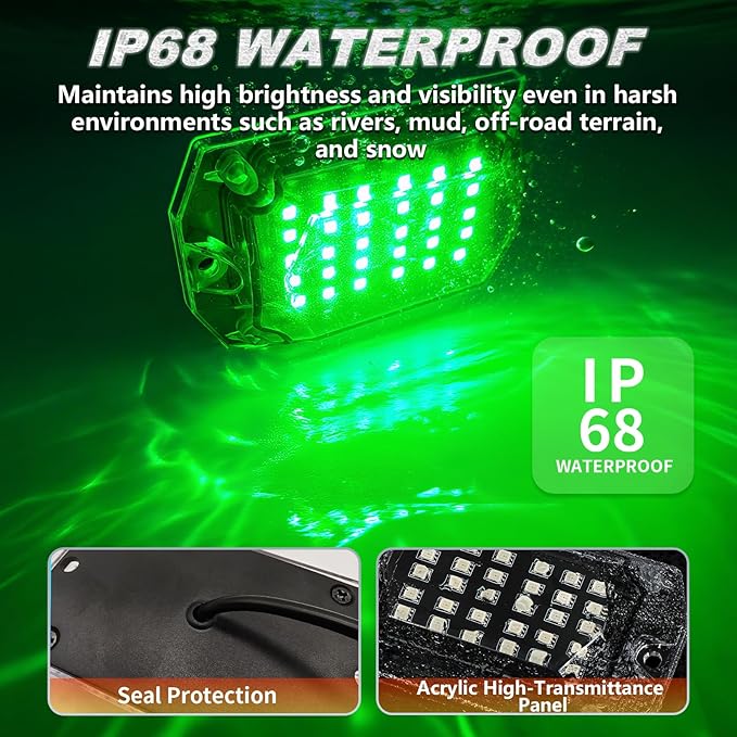 6Pods Full Angle RGB LED Rock Lights Full Kit for UTV ATV RZR SXS Can-Am Four Wheeler Quad Side by Side Offroad Golf Cart with APP/RF Remote,Waterproof Multicolor Underglow Light 180Chip Dual Zone 12V