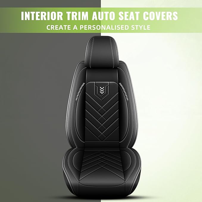 AOMSAZTO Front Seat Covers Fit for Nissan Rogue 2010-2025 2026 Waterproof Faux Leather Car Seat Cover Compatible with Airbag(2PCS Front, Black)