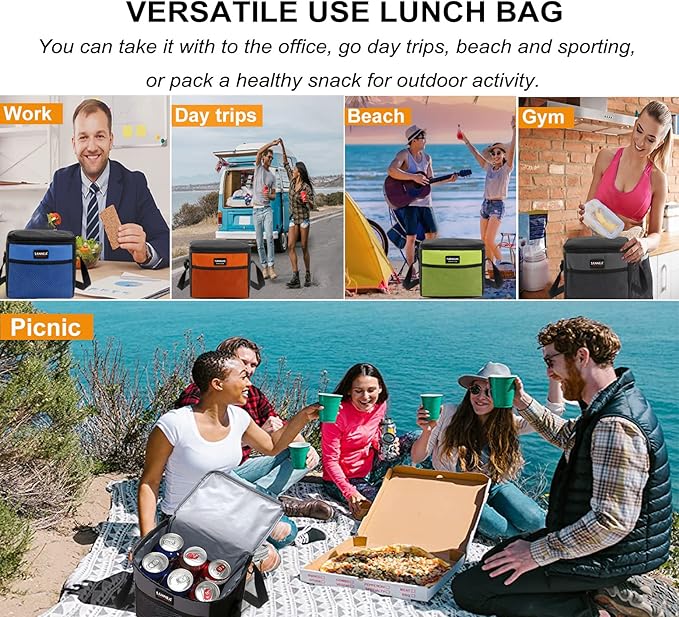 6 Can/5L Lunch Bag for Women Men Portable Lunch Box Small Cooler Bag Soft Collapsible Reusable Insulated Lunch Tote for Everyday Work Travel (Green)