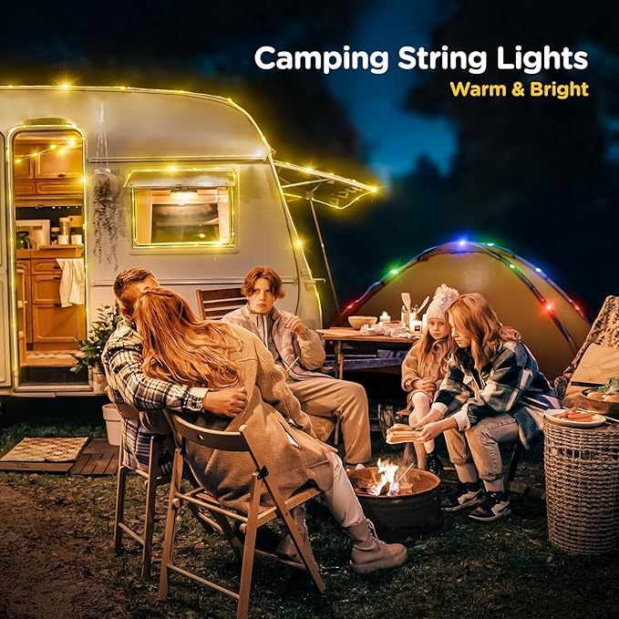 OGERY Camping String Lights, 4 in 1 Quick Storage 32.8FT Rechargeable Tent Lights String with 8 Lighting Modes, Hanging Waterproof Portable LED Lamp for Outdoor Patio Awning Garden Camping Essentials