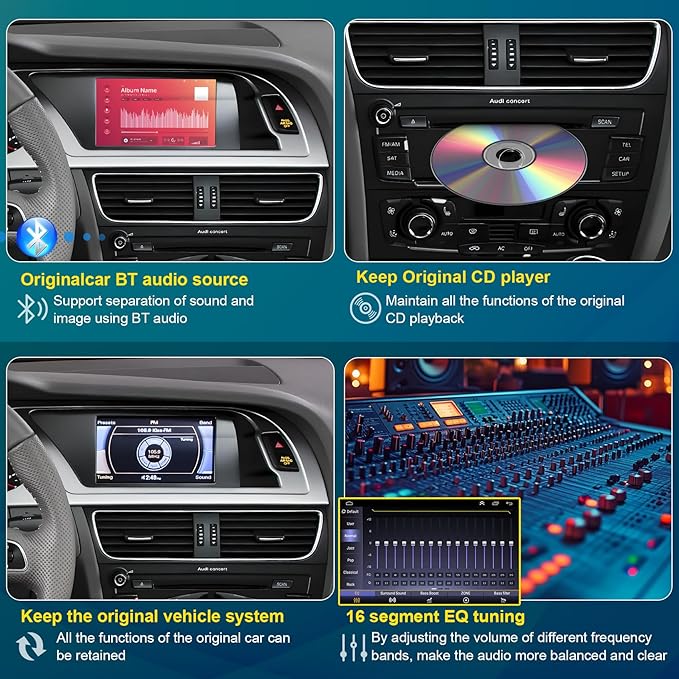 Wireless Carplay Android Auto Module Receiver Box for Audi S4 S5 A4 A5 (2009-2015 Year) for Q5 (2009-2017 Year) with 2GMMI, Carplay Retrofit Kit Decoder Adapter