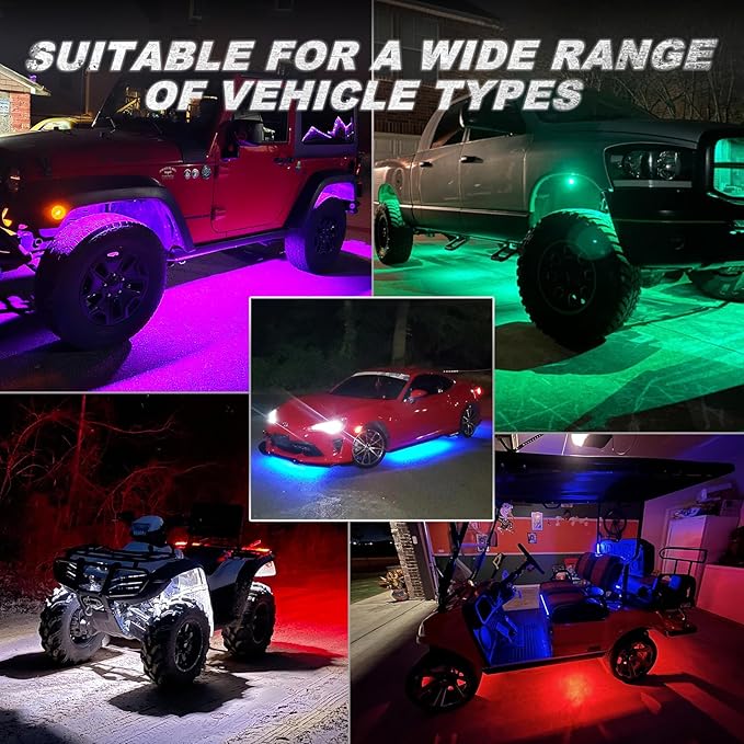 20Pods Heavy Duty Aluminum RGB LED Rock Lights for Trucks Pickup Dually Truck Off-Road with APP/RF Remote, Segmented IP67 Waterproof Multicolor Underglow Accent Light 12V Plug and Play&Pre Wired