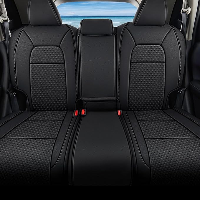 AOMSAZTO Custom Fit Seat Covers for Honda HRV EX-L 2023 2024 2025 2026 -Premium Faux Leather Full Set - Black