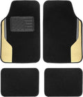 FH Group Color-Block Carpet Car Floor Mats – Non-Slip, Faux Leather Accents, Universal Fit for Sedan, SUV & Truck – Full Set Beige