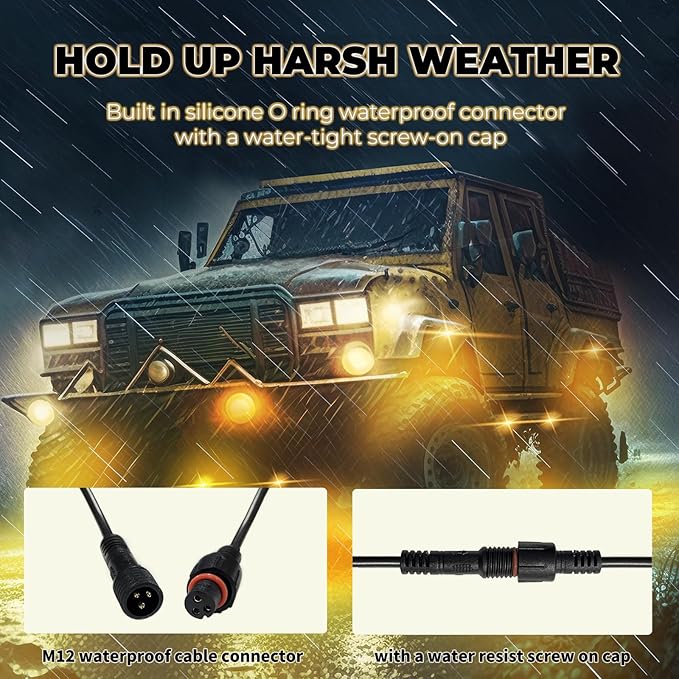 4 Pods Full Angle RGB Rock Lights Compatible with 12V Trucks Jeep UTV SUV ATV Boat Golf Cart, Waterproof Multi-Color, App/Remote Control Led Rock Lights with Music Mode(Patented)