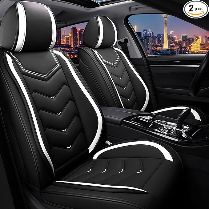 CTDS Car Seat Covers for Mazda CX-5 CX-3 CX-7 CX-9 CX-50 CX-30 CX-70 CX-90 2007-2026, Stylish Sport Seat Cover, Premium Nappa Leather Car Seat Cover.(Standard 2 Seats/Black White)