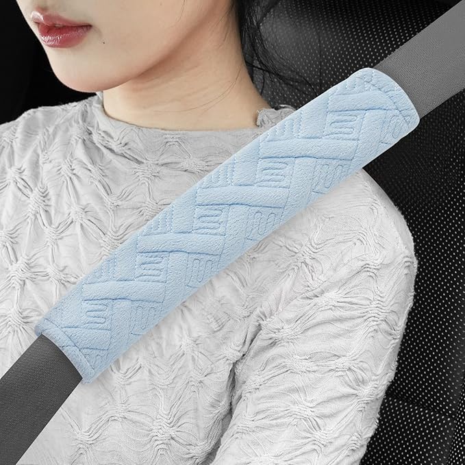 JUSTTOP 2-Pack Universal Car Shoulder Strap Pads Cover for A More Comfortable Driving, Shoulder Strap Covers Harness Pad for Car Interior Accessories(Pale Blue)
