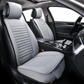 2pc Car Seat Covers, Luxury Car Protectors, Universal Anti-Slip Driver Seat Covers, Edge Wrapping Front Car Seat Covers with PU Leather(Gray)