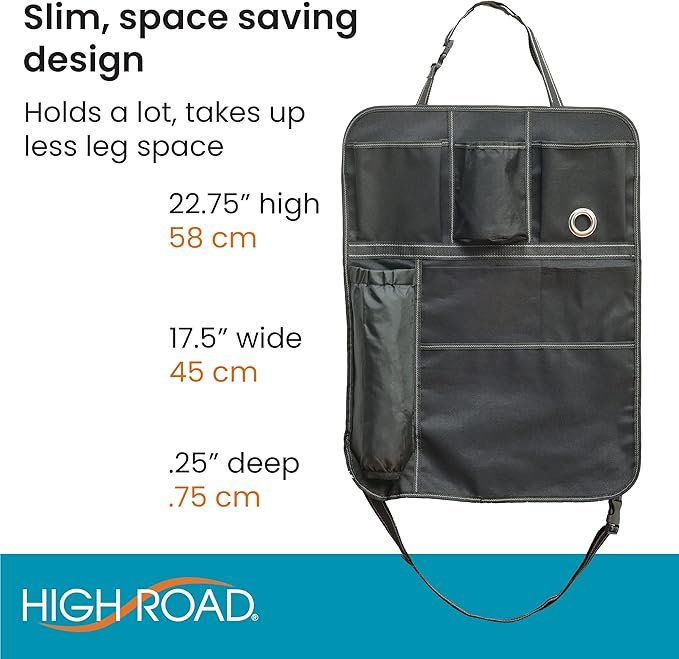 High Road BackPockets Seat Back Organizer - Back of Seat Organizer and Seat Protector with Storage Pockets and Bag Dispensers for Car, SUV, Truck or Van