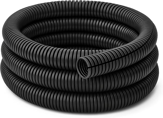 Electriduct Split Wire Loom Tubing Polyethylene Corrugated Flexible Conduit - 1/4" Nominal Size - 50 Feet - Black