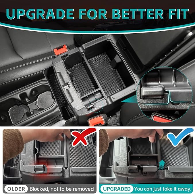 4PCS Center Console Organizer Combo Kit Compatible with 2018-2023 Jeep Wangler JL JLU 4xe Rubicon Sahara & Gladiator JT Accessories, Armrest Storage Box Set & Grab Bar Tray & Gear Shift Tray