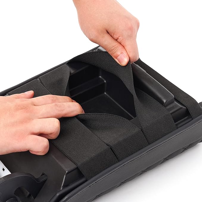 KMMOTORS Model y, Model 3 (2021-2024) Center Console Cover Quilting Black, Armrest Cushion, Console Protector, Vegan Leather (Black)