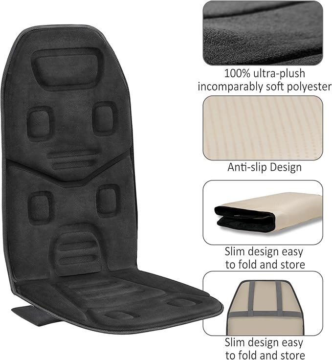 COMFIER Vibration Back Massager Seat Cushion with Heat,10 Motors Massage Chair Pad,Chair Massager for Pain Relief at Office/Home,Mothers Day Gifts for Mom Dad