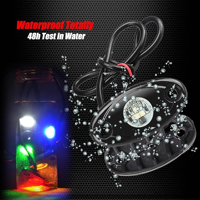 Ampper 4 Pods LED Rock Lights, LED Neon Underglow Waterproof Light for Car Truck ATV UTV SUV Offroad Boat Underbody Glow Trail Rig Lamp (White)