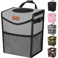 Pritent Car Trash Can with Lid, Cute Leakproof Car Trash Garbage Bag Hanging Vehicle Trash Bin Small Portable Automotive Garbage Cans Organizer for Back/Front Seat/Console(Trapezoid,Grey)