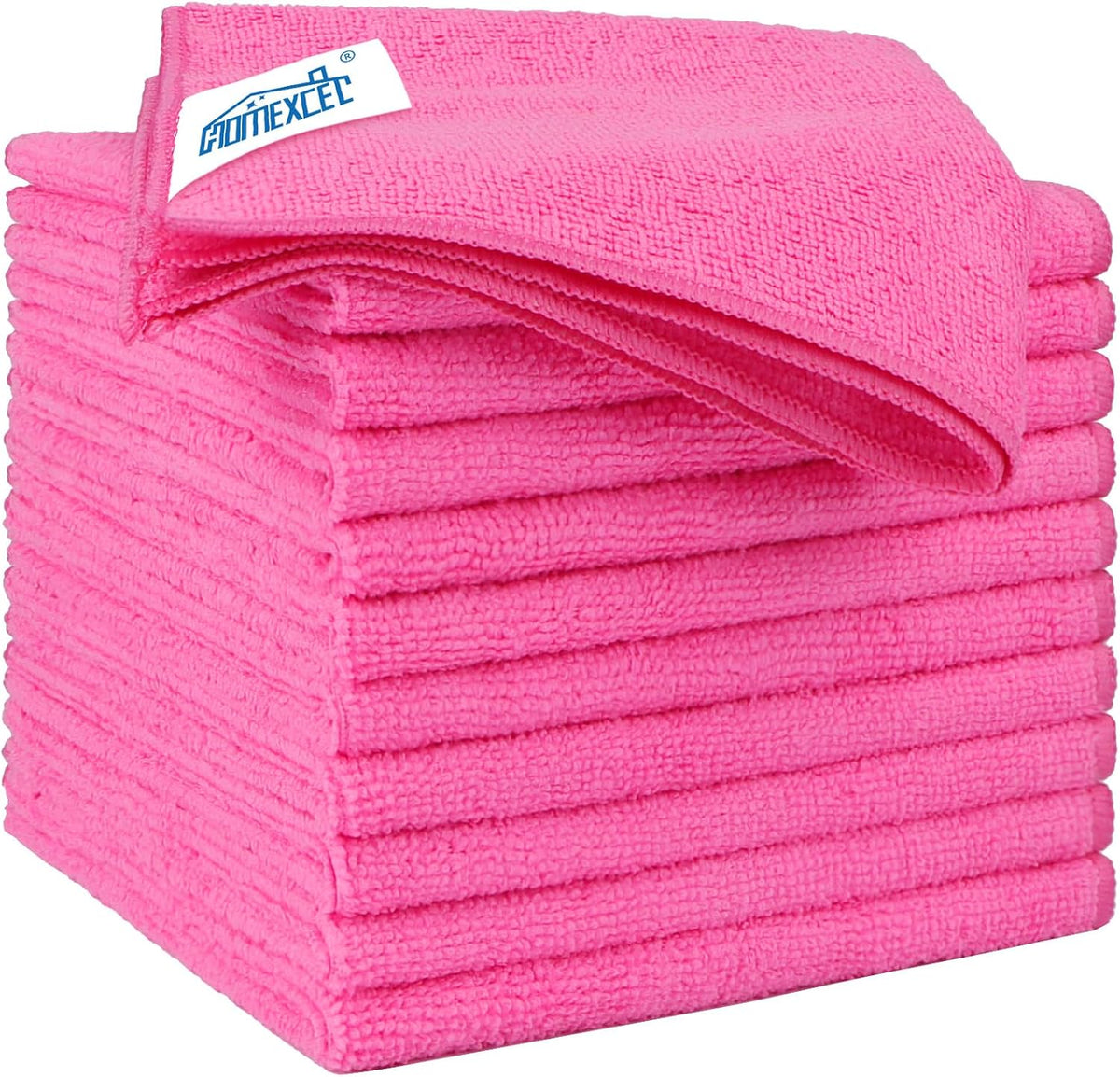 HOMEXCEL Pink Microfiber Cleaning Cloth 12 Pack, 12.5 x 12.5 inch Microfiber Towels for Cars, Ultra Absorbent Car Washing Cloth, Lint Free Streak Free Cleaning Rags for Car, Kitchen, and Window