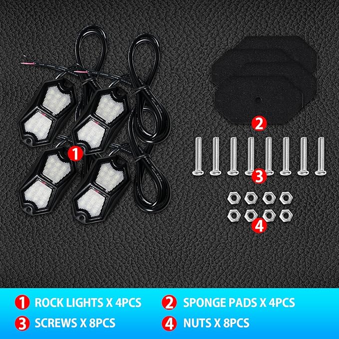 Led Rock Lights Blue 4 Pods 18LEDs 210 Degree Wide Angle IP68 Waterproof Aluminum Housing Underglow Underbody Lights 12V 24V for Truck UTV ATV Camper (4 Pods, Blue)