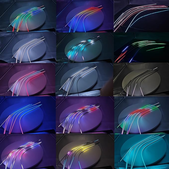 Dreamcolor Acrylic Interior Car LED Strip Light, RGB 22 in 1 Fiber Optic Ambient Lighting Kits, 16 Million Colors Sound Active Function Car Neon Lights with Wireless APP