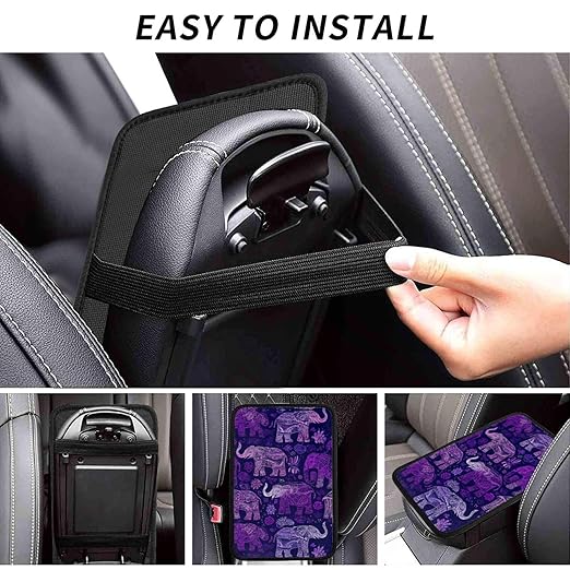 Purple Elephant Car Auto Armrest Cushion Cover Accessories Center Console Seat Box Pad Protector Universal Decoration for Most Vehicle SUV Truck